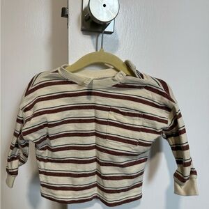 Rylee + Cru Cream and Brown Striped Long Sleeve Tee